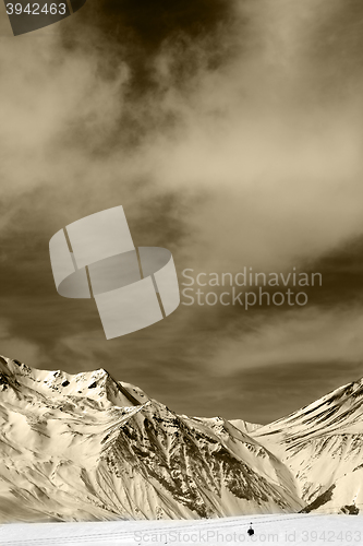 Image of Winter mountains with clouds