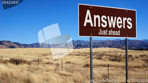 Image of Answers brown road sign