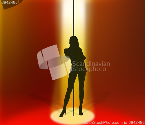 Image of black silhouette of stripper at pylon