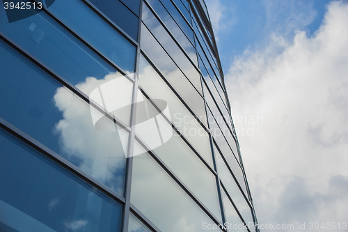Image of window reflection dayligh as blue background