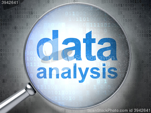 Image of Data concept: Data Analysis with optical glass