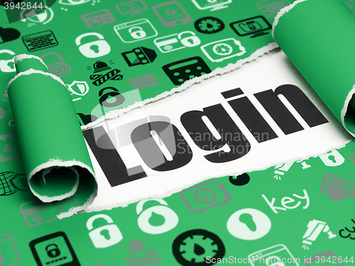 Image of Privacy concept: black text Login under the piece of  torn paper