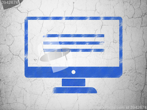 Image of Web design concept: Monitor on wall background