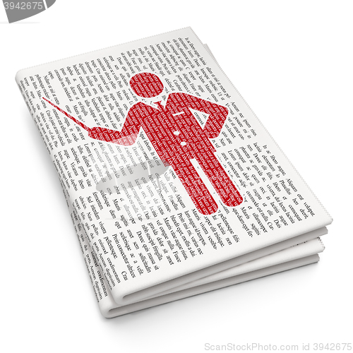 Image of Studying concept: Teacher on Newspaper background