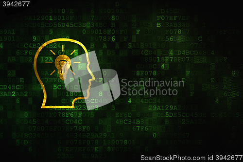 Image of Marketing concept: Head With Lightbulb on digital background