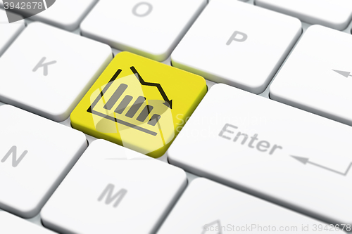 Image of Advertising concept: Decline Graph on computer keyboard background