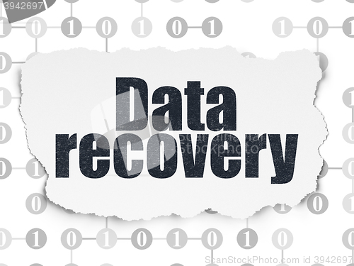 Image of Data concept: Data Recovery on Torn Paper background