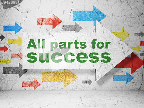 Image of Business concept: arrow with All parts for Success on grunge wall background