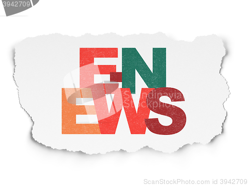 Image of News concept: E-news on Torn Paper background