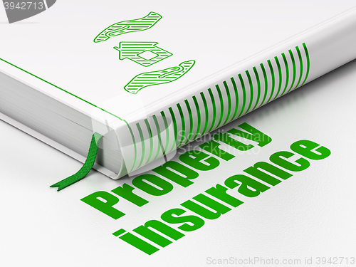 Image of Insurance concept: book House And Palm, Property Insurance on white background