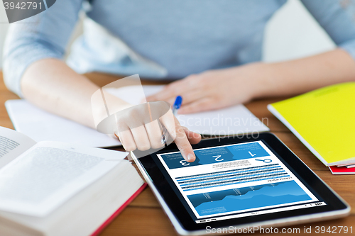 Image of close up of woman with chart on tablet pc