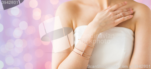 Image of close up of beautiful woman with ring and bracelet