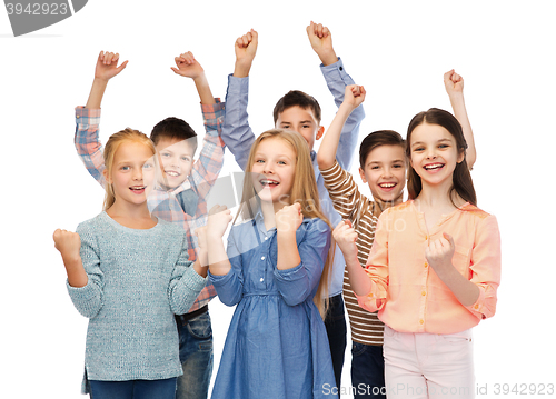 Image of happy children celebrating victory