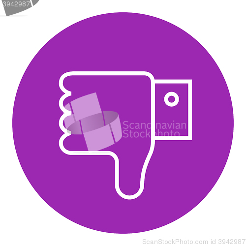 Image of Thumb down hand sign line icon.