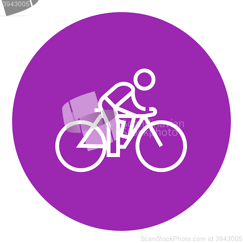 Image of Man riding  bike line icon.