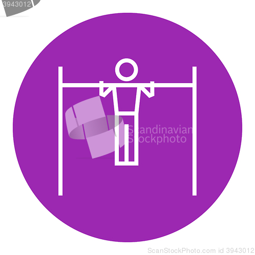 Image of Gymnast exercising on bar line icon.