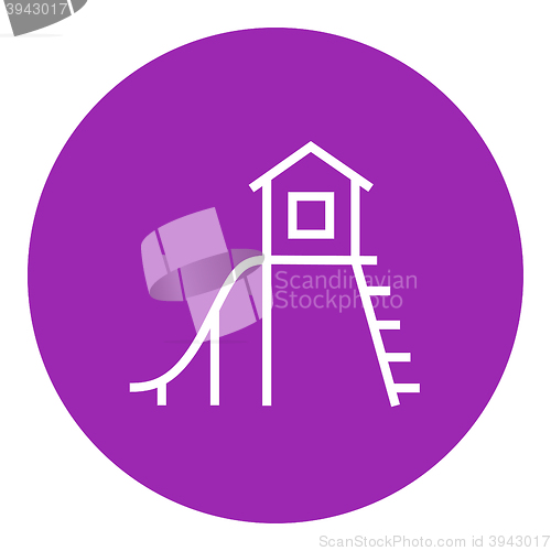 Image of Playhouse with slide line icon.