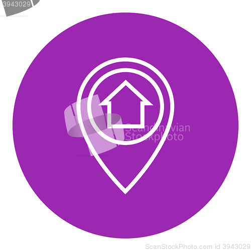 Image of Pointer with house inside line icon.