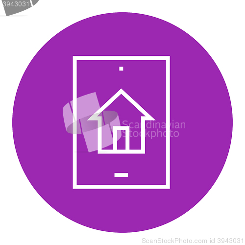 Image of Property search on mobile device line icon.