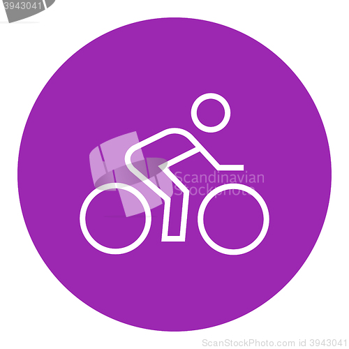 Image of Man riding  bike line icon.