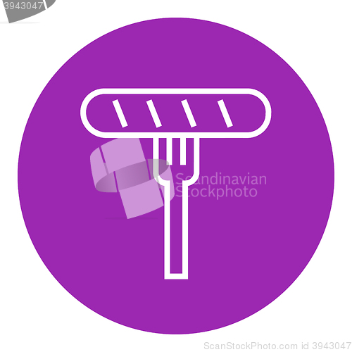 Image of Sausage on fork line icon.