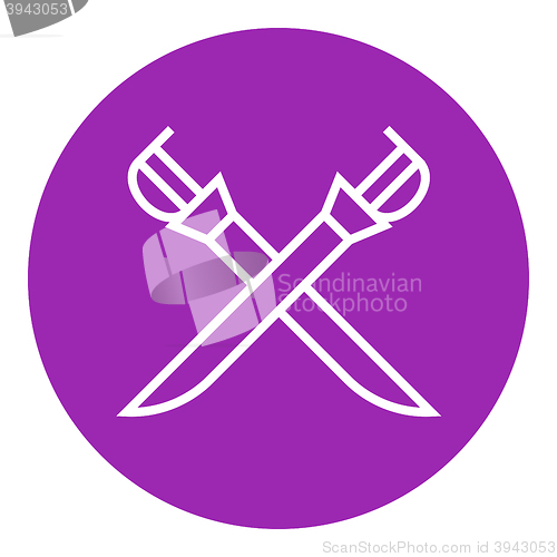 Image of Crossed saber line icon.