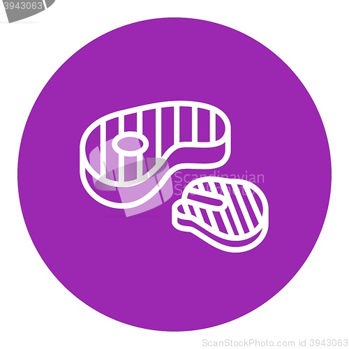 Image of Grilled steak line icon.