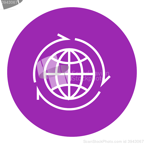 Image of Globe with arrows line icon.