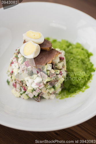 Image of Traditional Russian kvass soup okroshka