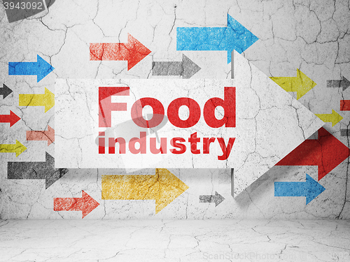 Image of Industry concept: arrow with Food Industry on grunge wall background