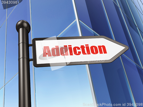 Image of Medicine concept: sign Addiction on Building background