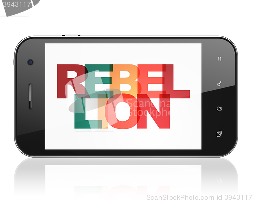 Image of Political concept: Smartphone with Rebellion on  display