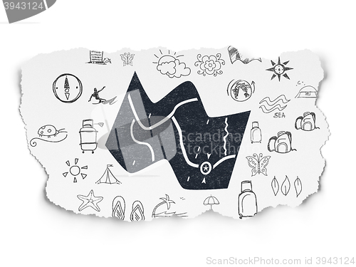 Image of Travel concept: Map on Torn Paper background