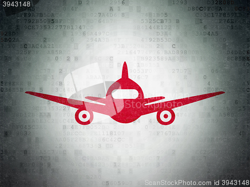 Image of Vacation concept: Aircraft on Digital Data Paper background