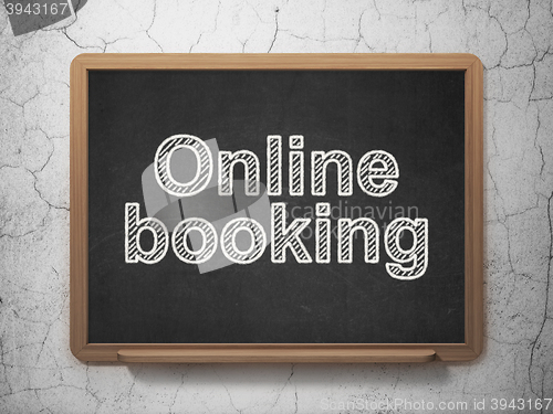 Image of Tourism concept: Online Booking on chalkboard background