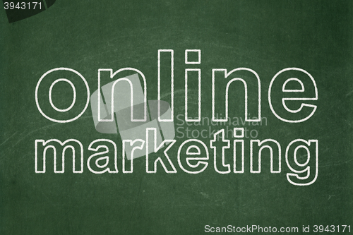 Image of Advertising concept: Online Marketing on chalkboard background