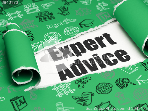 Image of Law concept: black text Expert Advice under the piece of  torn paper