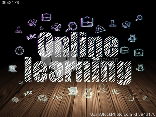 Image of Learning concept: Online Learning in grunge dark room