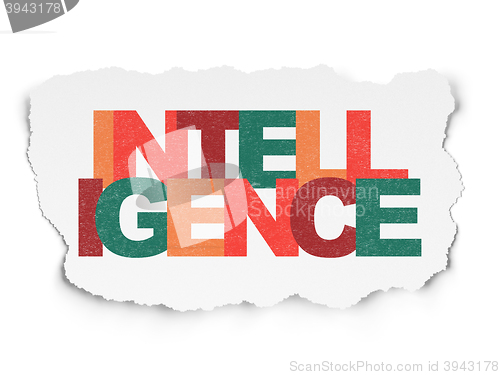 Image of Studying concept: Intelligence on Torn Paper background