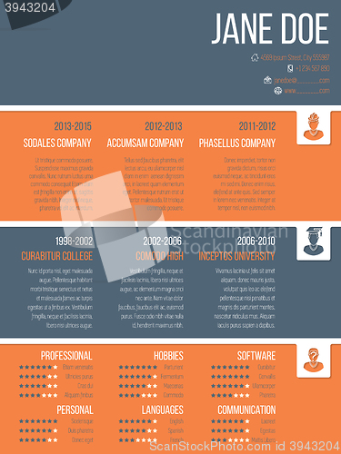 Image of Colorful resume cv template with timeline