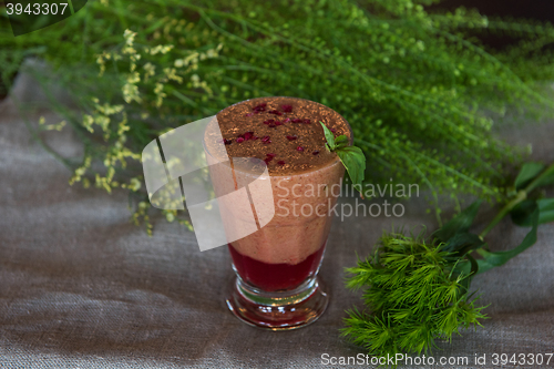 Image of raspberry smoothie with basil