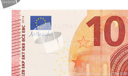 Image of New ten euro banknote, close-up