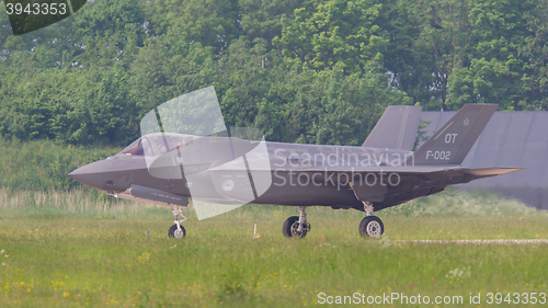 Image of LEEUWARDEN, THE NETHERLANDS -MAY 26: F-35 fighter during it\'s fi