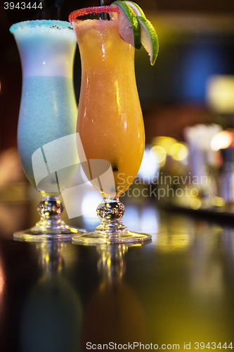 Image of cocktails on bar background