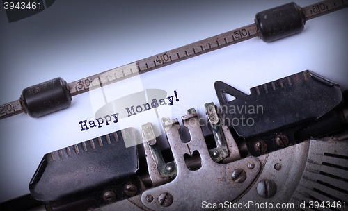 Image of Vintage typewriter close-up - Happy monday