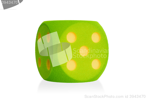 Image of Large green foam dice isolated - 5