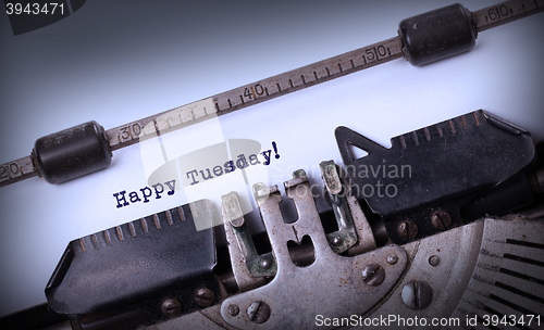 Image of Vintage typewriter close-up - Happy Tuesday