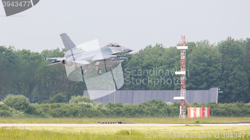 Image of LEEUWARDEN, THE NETHERLANDS -MAY 26: F-16 fighter during a compa