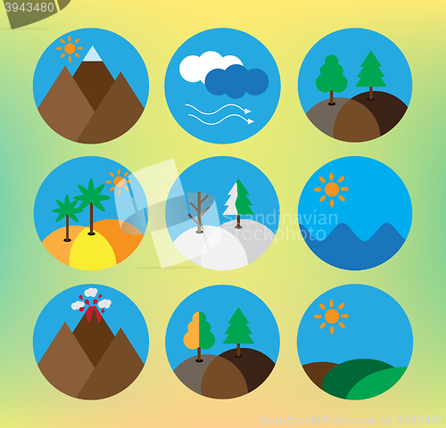 Image of landscape icon set