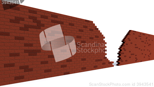 Image of hole in a red brick wall breaking